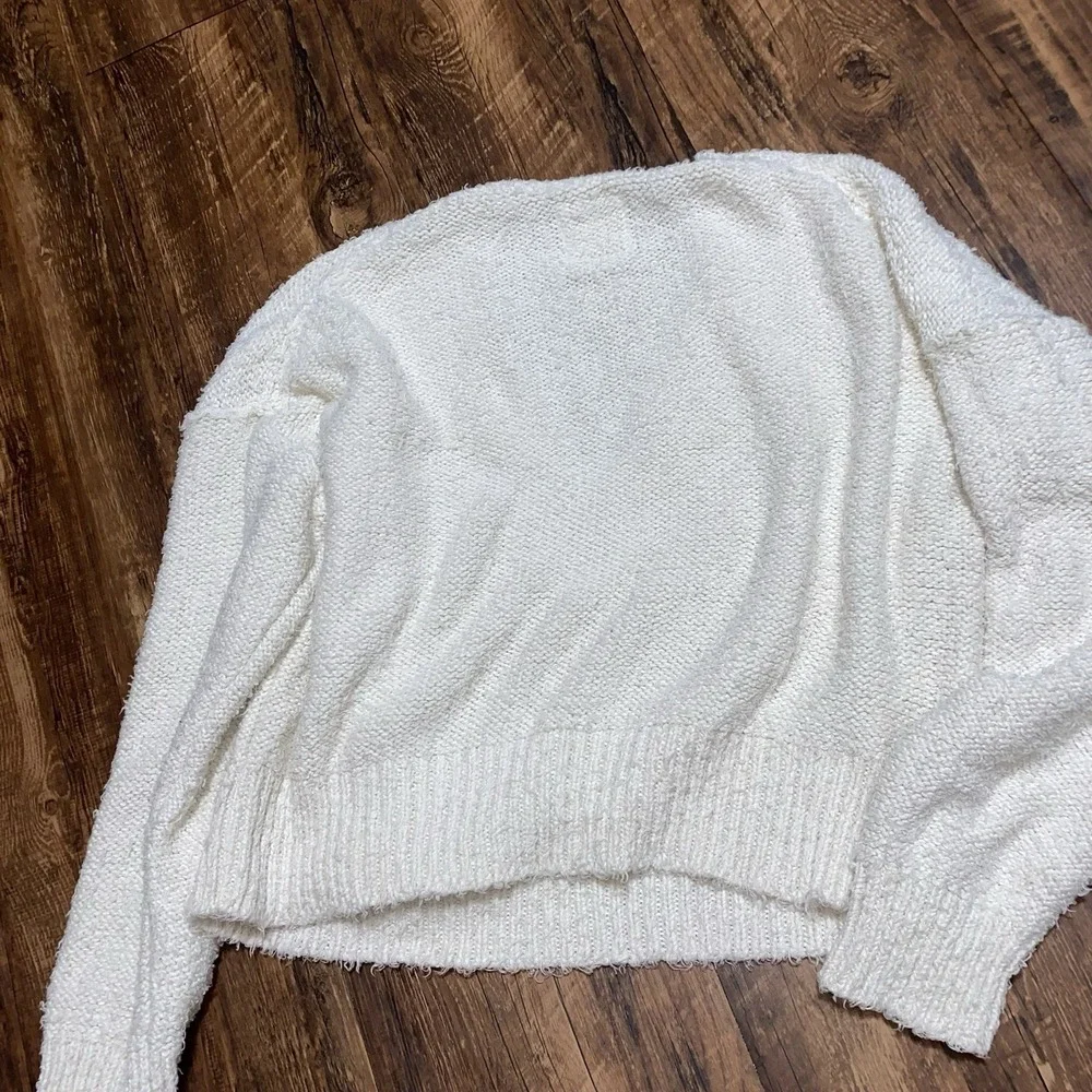 Free People Cream Slouchy V Neck Pullover Theo Sweater Womens Small
